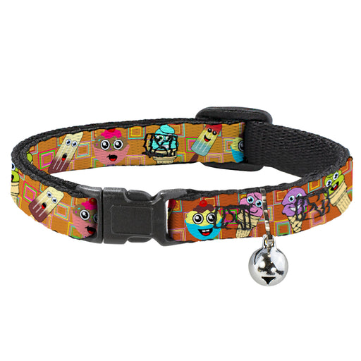 Cat Collar Breakaway - Ice Cream Cone & Popsicle Expressions Squares Multi Color Breakaway Cat Collars Buckle-Down   