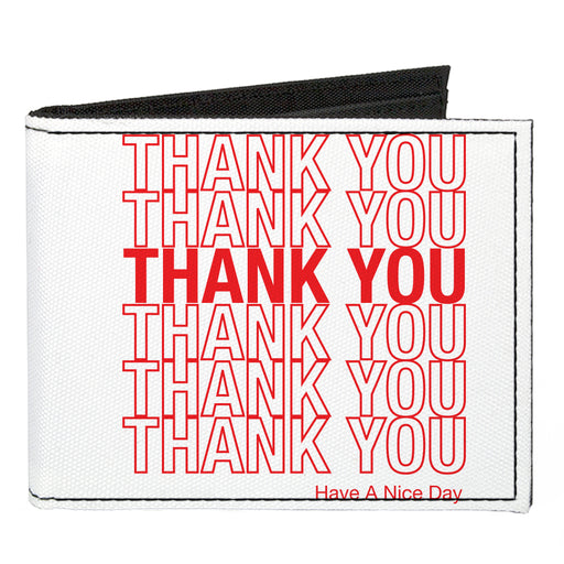 Canvas Bi-Fold Wallet - THANK YOU HAVE A NICE DAY Bag Print White Red Canvas Bi-Fold Wallets Buckle-Down   