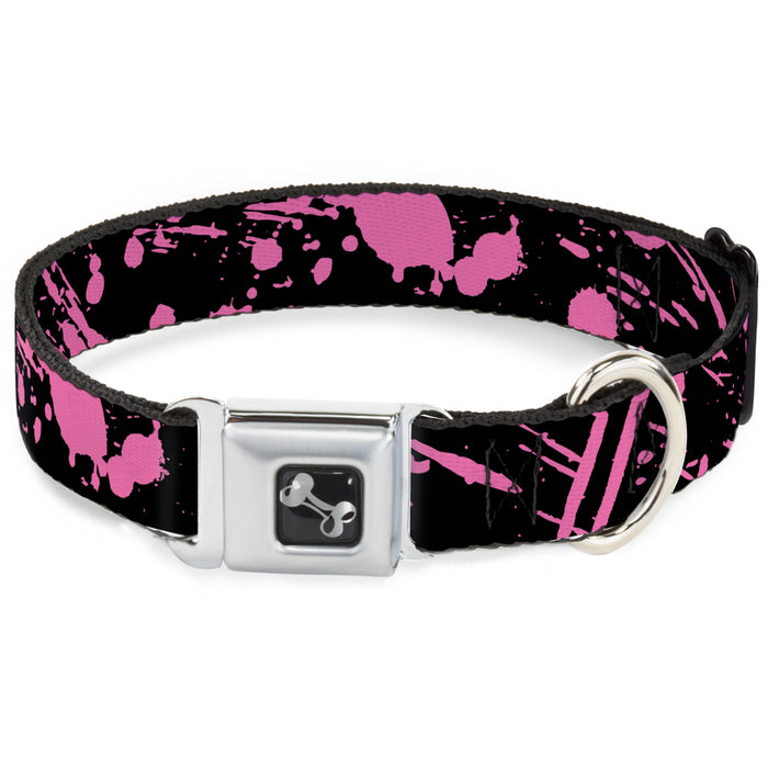 Dog Bone Seatbelt Buckle Collar - Splatter Black/Pink Seatbelt Buckle Collars Buckle-Down   