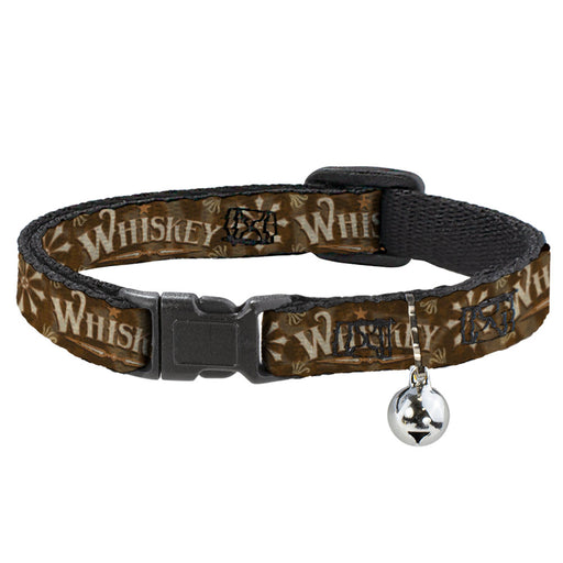 Cat Collar Breakaway with Bell - Western WHISKEY Star with Text Shadow Repeat Browns Tan Breakaway Cat Collars Buckle-Down   