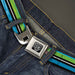 BD Wings Logo CLOSE-UP Full Color Black Silver Seatbelt Belt - Scribble Stripes Blue/Green/White Webbing Seatbelt Belts Buckle-Down   