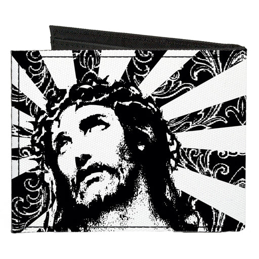 Canvas Bi-Fold Wallet - Jesus Black White Canvas Bi-Fold Wallets Buckle-Down   