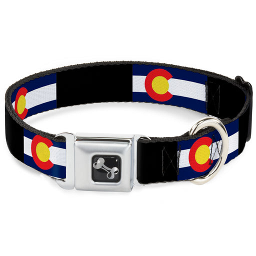 Dog Bone Seatbelt Buckle Collar - Colorado Flags3/Black Seatbelt Buckle Collars Buckle-Down   