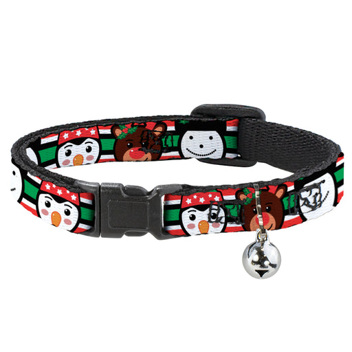 Cat Collar Breakaway - Christmas Penguin Reindeer Snowman Stripe Red White Black Green Breakaway Cat Collars Buckle-Down   