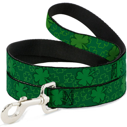 Dog Leash - St. Pat's Clovers Scattered2 Outline/Solid Greens Dog Leashes Buckle-Down   