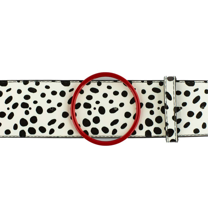 Cruella De Vil Red Cast Buckle - Dalmatian Spots White/Black PU Strap Belt Cast Buckle Belts Disney   