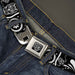 BD Wings Logo CLOSE-UP Full Color Black Silver Seatbelt Belt - Sugar Skulls Black/White Webbing Seatbelt Belts Buckle-Down   