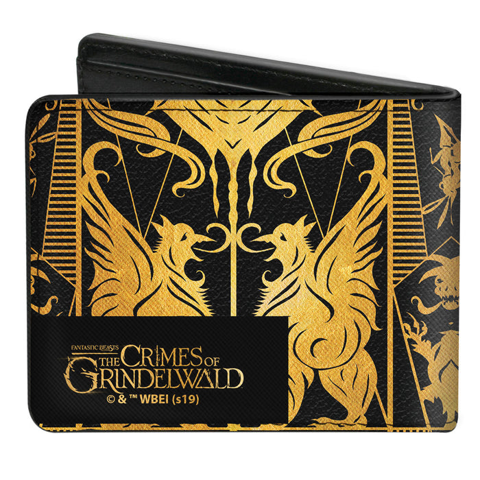 Bi-Fold Wallet - Fantastic Beasts The Crimes of Grindelwald Obscurus Book Binding CLOSE-UP Black Golds Bi-Fold Wallets The Wizarding World of Harry Potter   