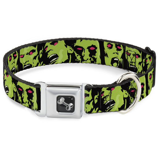 Dog Bone Seatbelt Buckle Collar - Zombie Expressions Black/Green/Red Seatbelt Buckle Collars Buckle-Down   