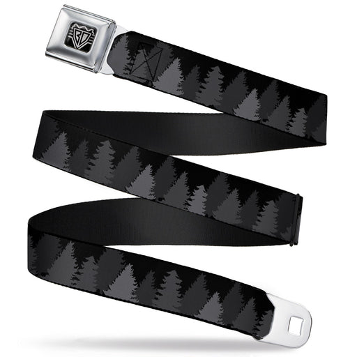 BD Wings Logo CLOSE-UP Full Color Black Silver Seatbelt Belt - Pine Tree Silhouettes Black/Grays Webbing Seatbelt Belts Buckle-Down   