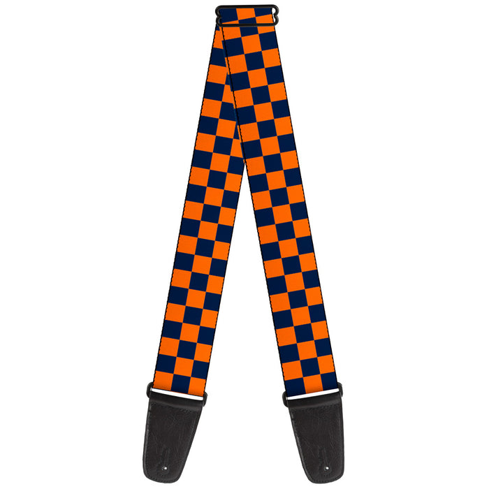 Guitar Strap - Checker Orange Dark Blue Guitar Straps Buckle-Down   