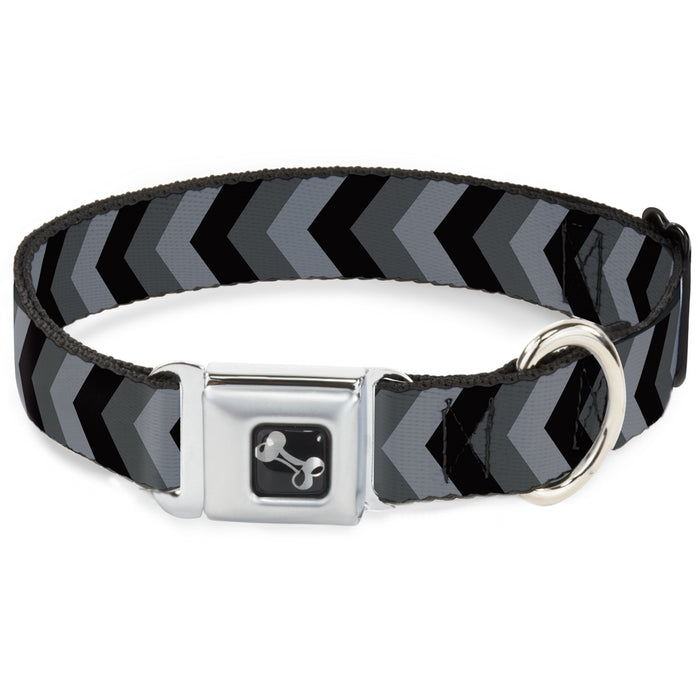 Dog Bone Seatbelt Buckle Collar - Chevron Gray/Black/Charcoal Seatbelt Buckle Collars Buckle-Down   