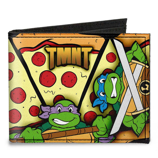 Canvas Bi-Fold Wallet - TMNT Turtle Battle Poses Pizza Canvas Bi-Fold Wallets Nickelodeon   