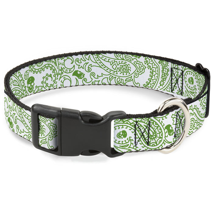 Plastic Clip Collar - Bandana/Skulls White/Irish Green Plastic Clip Collars Buckle-Down   