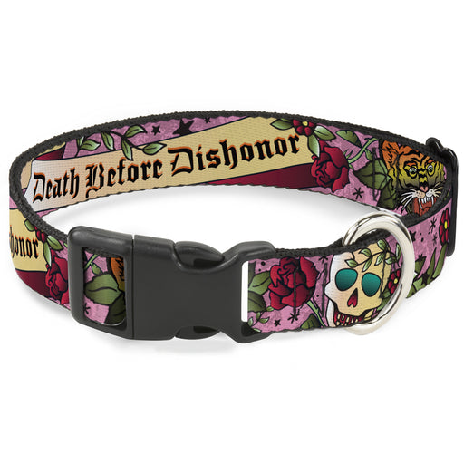 Plastic Clip Collar - Death Before Dishonor Pink Plastic Clip Collars Buckle-Down   