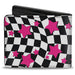 Bi-Fold Wallet - Checker & Stars Black White Pink Bi-Fold Wallets Buckle-Down   