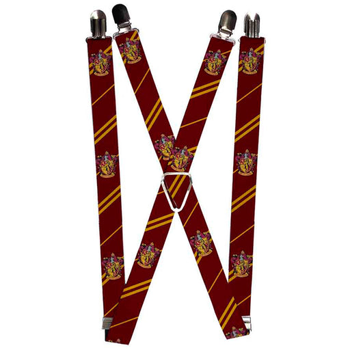Suspenders - 1.0" - Gryffindor Crest Stripe2 Burgundy Gold Suspenders The Wizarding World of Harry Potter Default Title  