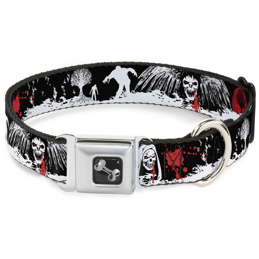Dog Bone Seatbelt Buckle Collar - Fright Night Black/White/Red Seatbelt Buckle Collars Buckle-Down   