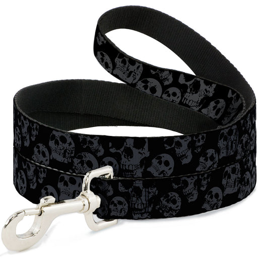 Dog Leash - Skulls Stacked Weathered Black/Gray Dog Leashes Buckle-Down   