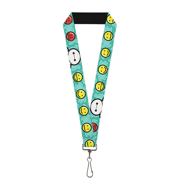 Lanyard - 1.0" - Baymax Mood Expressions Baymax Scattered Turquoise Lanyards Disney   