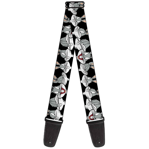 Guitar Strap - Bugs Bunny CLOSE-UP Expressions Black Guitar Straps Looney Tunes   