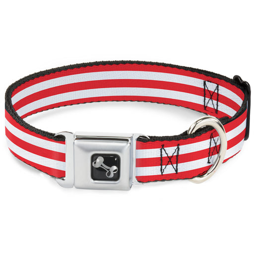 Dog Bone Seatbelt Buckle Collar - Triple Stripe White/Red Seatbelt Buckle Collars Buckle-Down   