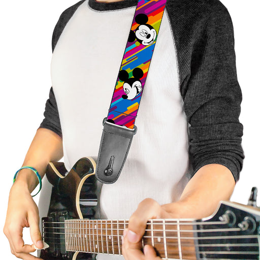 Guitar Strap - Mickey Mouse Expressions Multi Color White Black Guitar Straps Disney   