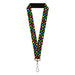 Lanyard - 1.0" - Smiley Faces Melted Mini Repeat Angle Black Multi Neon Lanyards Buckle-Down   