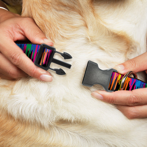 Plastic Clip Collar - Paint Drips Black/Multi Neon Plastic Clip Collars Buckle-Down   