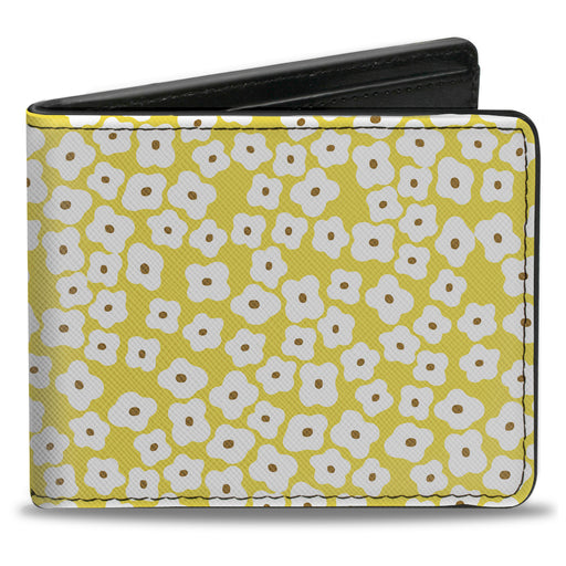 Bi-Fold Wallet - Ditsy Floral Yellow White Brown Bi-Fold Wallets Buckle-Down   
