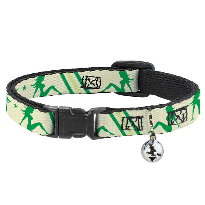 Cat Collar Breakaway - Mud Flap Girls w Stripes Tan Green Lime Green Breakaway Cat Collars Buckle-Down   