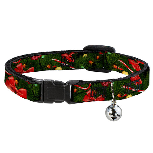 Cat Collar Breakaway - Decorated Tree2 w Bows Lights Candy Canes Breakaway Cat Collars Buckle-Down   