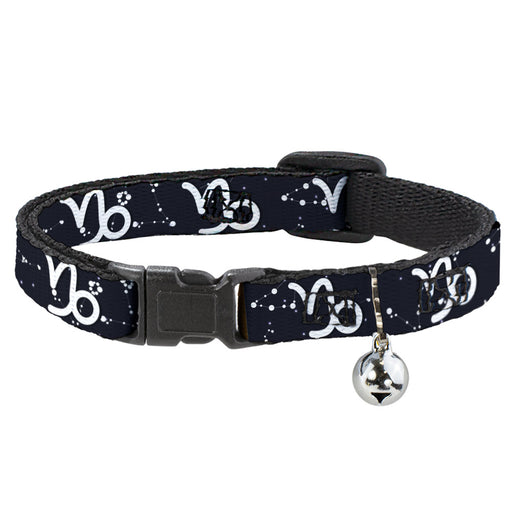 Cat Collar Breakaway with Bell - Zodiac Capricorn Symbol Constellations Black White Breakaway Cat Collars Buckle-Down   