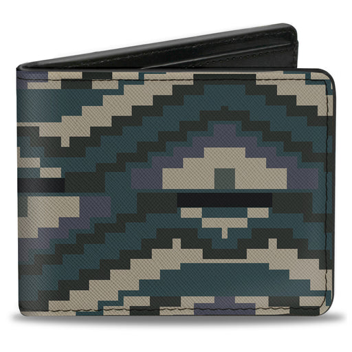 Bi-Fold Wallet - Geometric Chevron Gray Blue Purple Bi-Fold Wallets Buckle-Down   