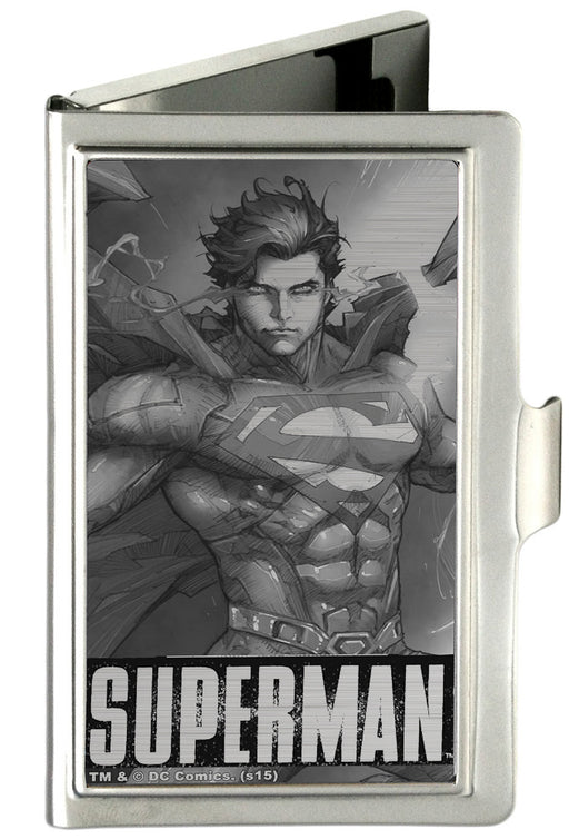 Business Card Holder - SMALL - New 52 SUPERMAN Annual Hovering Cover Pose Brushed Silver Business Card Holders DC Comics   