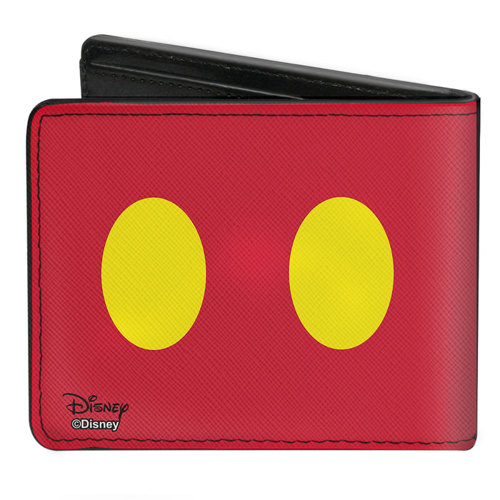 Bi-Fold Wallet - Mickey Mouse Smiling Face Black White + Buttons Red Yellow Bi-Fold Wallets Disney   