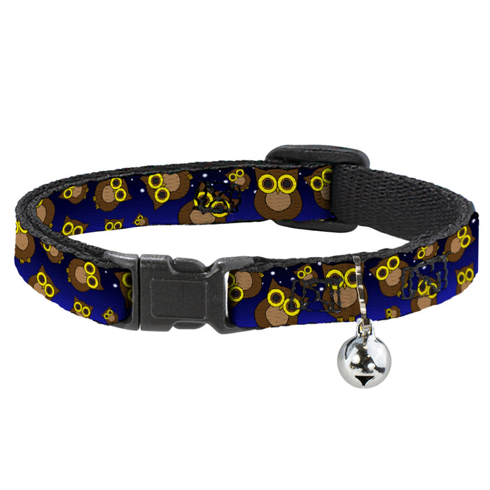 Cat Collar Breakaway - Owls Scattered Black Blue-Fade Yellow Breakaway Cat Collars Buckle-Down   