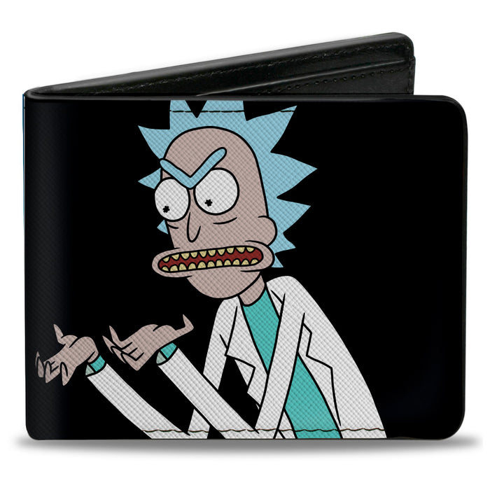 Bi-Fold Wallet - Rick and Morty Pose Blocks Black + Blue Bi-Fold Wallets Rick and Morty   