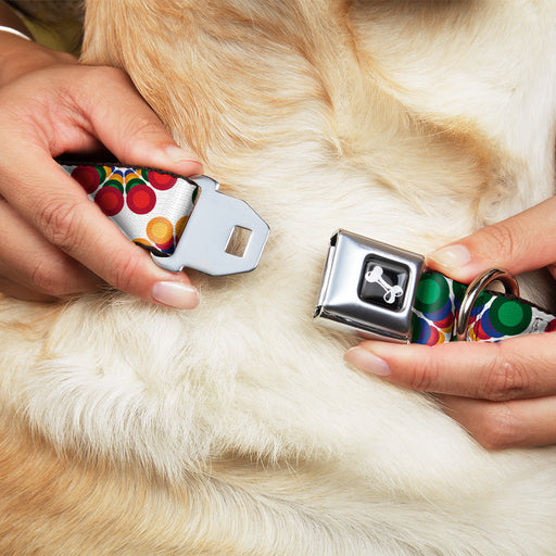 Dog Bone Seatbelt Buckle Collar - Psychedelic Daisies CLOSE-UP White/Multi Color Seatbelt Buckle Collars Buckle-Down   