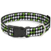 Plastic Clip Collar - Houndstooth Black/White/Neon Green Plastic Clip Collars Buckle-Down   