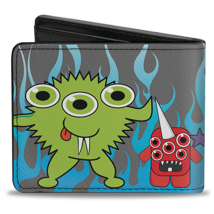 Bi-Fold Wallet - Cute Monsters Gray Flame Blue Bi-Fold Wallets Buckle-Down   