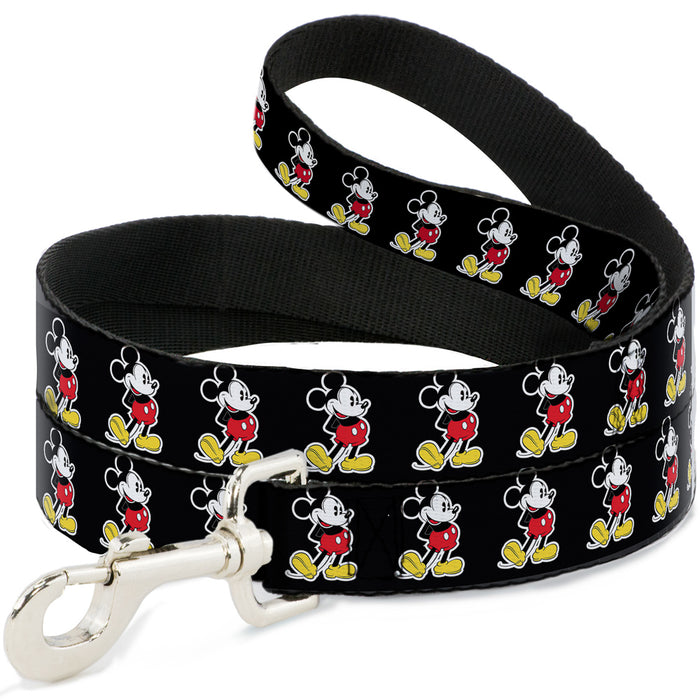 Dog Leash - Classic Mickey Mouse Pose Black Dog Leashes Disney   