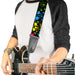 Guitar Strap - Mickey Expressions Paint Splatter Black Multi Neon Guitar Straps Disney   