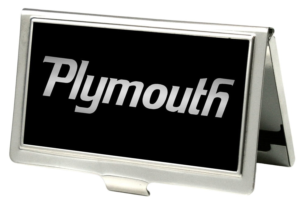 Business Card Holder - SMALL - PLYMOUTH Text Logo FCG Black Silver Fade Business Card Holders Dodge   