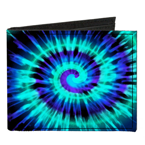 Canvas Bi-Fold Wallet - Tie Dye Spiral Blues Purples Canvas Bi-Fold Wallets Buckle-Down   