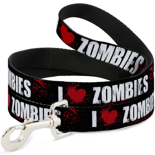 Dog Leash - I "Heart" ZOMBIES Bold Splatter Black/White/Red Dog Leashes Buckle-Down   
