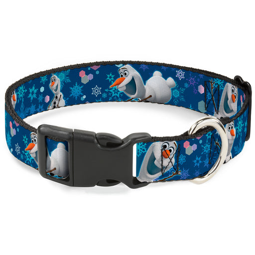 Plastic Clip Collar - Frozen Olaf Poses/Snowflakes Blues Plastic Clip Collars Disney   