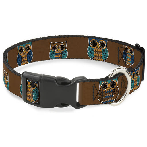 Plastic Clip Collar - Owls Brown/Pastel Plastic Clip Collars Buckle-Down   