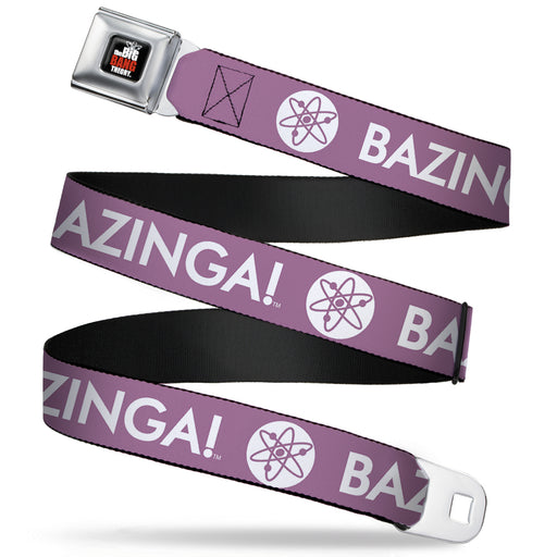 THE BIG BANG THEORY Full Color Black White Red Seatbelt Belt - BAZINGA! Atom Logo Lavender/White Webbing Seatbelt Belts The Big Bang Theory   