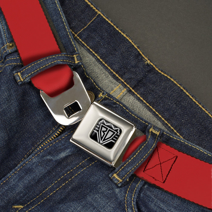 BD Wings Logo CLOSE-UP Full Color Black Silver Seatbelt Belt - Christmas Red Webbing Seatbelt Belts Buckle-Down   
